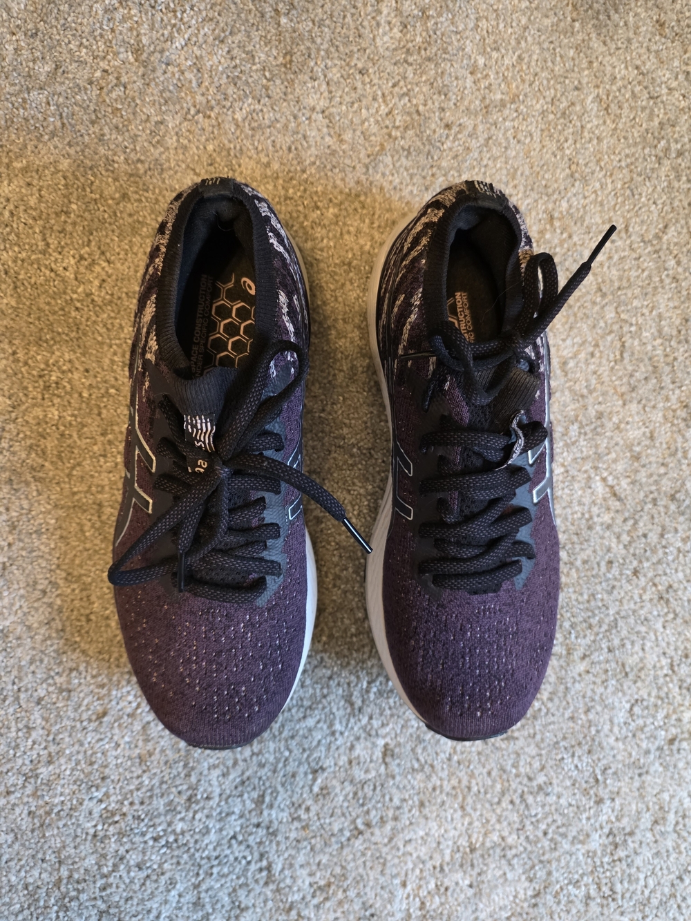 Asics Women's Purple and Black Knit Running Shoes